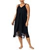 Color:Black - Image 1 - Plus Size Sleeveless V-Neck Long Knit Nightgown