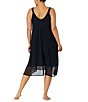Color:Black - Image 2 - Plus Size Sleeveless V-Neck Long Knit Nightgown