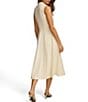 Color:Cream - Image 2 - Sleeveless Cowl Mock Neck A-Line Midi Dress