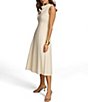 Color:Cream - Image 3 - Sleeveless Cowl Mock Neck A-Line Midi Dress