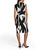 Color:Black/Cream - Image 2 - Sleeveless V-Neck Front Cascade Ruffle Sheath Dress