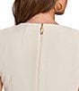 Color:Cream - Image 5 - Sleeveless V-Neck Ruched Crepe Sheath Dress