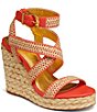 Color:Natural/Heat - Image 1 - Yoseline Raffia Espadrille Wedge Sandals