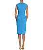 Color:Ocean Blue - Image 2 - Cut Out Crew Neck Sleeveless Stretch Crepe Sheath Dress
