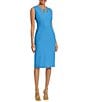 Color:Ocean Blue - Image 3 - Cut Out Crew Neck Sleeveless Stretch Crepe Sheath Dress