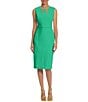 Color:Bright Jade - Image 1 - Cut Out Crew Neck Sleeveless Stretch Crepe Sheath Dress