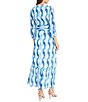 Color:Cream/Powder Blue - Image 2 - Plunging V-Neck 3/4 Sleeve A-Line Dress