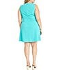 Color:Ceramic Blue - Image 2 - Plus Size Sleeveless Crew Neck Fit and Flare Dress