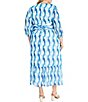 Color:Cream/Powder Blue - Image 2 - Plus Size V-Neck 3/4 Sleeve Printed Maxi Dress