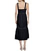 Color:Black - Image 2 - Poplin Square Neck Sleeveless Tiered Midi Dress