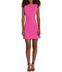 Color:Electric Pink - Image 1 - Stretch Crepe Contrast Shoulder Mini Dress