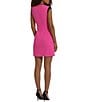 Color:Electric Pink - Image 2 - Stretch Crepe Contrast Shoulder Mini Dress