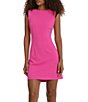Color:Electric Pink - Image 3 - Stretch Crepe Contrast Shoulder Mini Dress