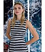Color:Black/White - Image 6 - Stripe Print Crochet Round Neck Sleeveless Jumpsuit