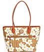 Color:Brown/White - Image 1 - Coated Italian Cotton Tote Bag
