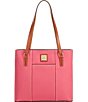 Color:Hot Pink - Image 1 - Pebble Collection Small Lexington Leather Shopper Tote Bag