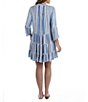 Color:White/Blue - Image 2 - Gauze Stripe Print Tiered Hem Cover-Up Dress