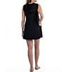 Color:Black - Image 2 - Solid Grommet Lace-Up V-Neck Pocketed Shift Cover-Up Dress