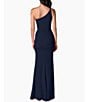 Color:Midnight Blue - Image 2 - Amy Asymmetrical One Shoulder Neck Front Slit Sleeveless Gown