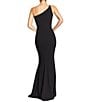 Color:Black - Image 2 - Amy Asymmetrical One Shoulder Neck Front Slit Sleeveless Gown