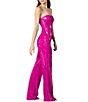 Color:Hot Pink - Image 3 - Andy Sequin Wide Leg Strapless Jumpsuit