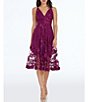 Color:Dark Magenta - Image 1 - Audrey Floral Plunging V-Neck Sleeveless A-Line Midi Dress