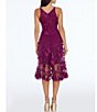 Color:Dark Magenta - Image 2 - Audrey Floral Plunging V-Neck Sleeveless A-Line Midi Dress