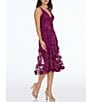 Color:Dark Magenta - Image 3 - Audrey Floral Plunging V-Neck Sleeveless A-Line Midi Dress