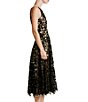 Color:Black/Nude - Image 3 - Blair Sequin Embroidered Mesh V-Neck Sleeveless A-Line Dress