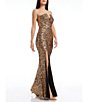 Color:Gold - Image 3 - Fernanda V-Neck Sequin Strapless Gown