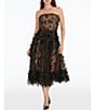 Color:Black/Nude - Image 1 - Floral Embellished Detail Sleeveless Fit and Flare Strapless Dress