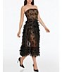 Color:Black/Nude - Image 3 - Floral Embellished Detail Sleeveless Fit and Flare Strapless Dress