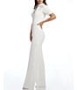 Color:Off White - Image 3 - Gloria Collared Zip Neck Short Sleeve Wide Leg Jumpsuit