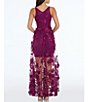 Color:Dark Magenta - Image 2 - Sidney 3D Floral Plunging V-Neck Sleeveless Maxi Dress