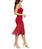 Color:Garnet - Image 3 - Stretch Crepe Sweetheart Neck Sleeveless Fringe Side Midi Dress