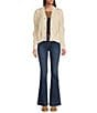 Color:Ivory - Image 3 - Emie Balloon Sleeve Button V-Neck Front Cardigan