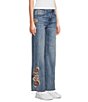 Color:Medium Wash - Image 3 - Charlee Rose Embroidered Wide Leg Stretch Jeans