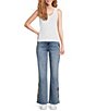 Color:Medium Wash - Image 5 - Charlee Rose Embroidered Wide Leg Stretch Jeans