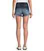 Color:Dark Wash - Image 2 - X Daisy Embroidered Detail Frayed Hem Daydream Shorts