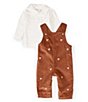 Color:Brown - Image 1 - Edgehill Collection Baby Boys 3-24 Months Long-Sleeve Collared Top & Reindeer Corduroy Overall Set