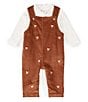 Color:Brown - Image 3 - Edgehill Collection Baby Boys 3-24 Months Long-Sleeve Collared Top & Reindeer Corduroy Overall Set