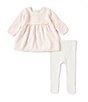 Color:Pink - Image 3 - Baby Girls Newborn-12 Months Long Sleeve Rosette Sweater and Leggings Set