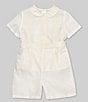 Color:Ivory - Image 1 - Little Boy 2T-4T Peter Pan Collar Short Sleeve Heirloom Christening Top & Shorts Set