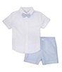 Color:White - Image 2 - Little Boy 2T-7 Button Down Shirt, Shorts, Suspenders and Bow Tie Set
