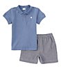 Color:Blue - Image 1 - Little Boys 2T-7 Short Sleeve Pique Top & Shorts Set