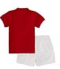 Color:Red - Image 2 - Little Boys 2T-7 Short Sleeve Pique Top & Shorts Set