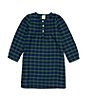 Color:Navy - Image 1 - Little Girl 2T-6 Long Sleeve Plaid Pajama Gown