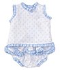 Color:White - Image 2 - x The Broke Brooke Baby Girls Newborn-24 Months Chapple Swiss Dot Sleeveless Tie Back Set