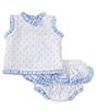 Color:White - Image 4 - x The Broke Brooke Baby Girls Newborn-24 Months Chapple Swiss Dot Sleeveless Tie Back Set
