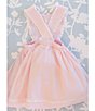 Color:Pink - Image 4 - x The Broke Brooke Little Girls 2T-6X Kennedy Pique Pinafore Embroidered Dress